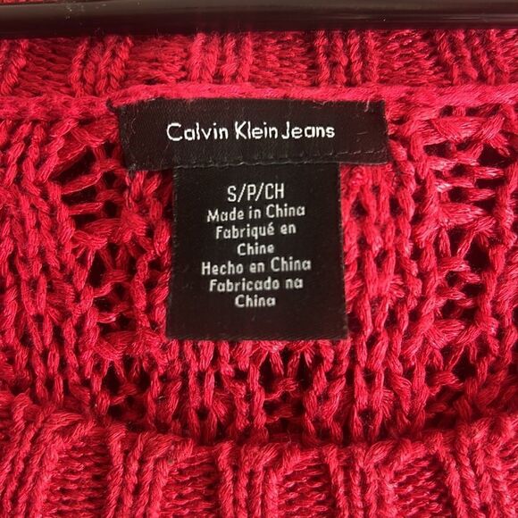 Calvin Klein Jeans Ladies Crewneck Sweater Red - Picture 10 of 13